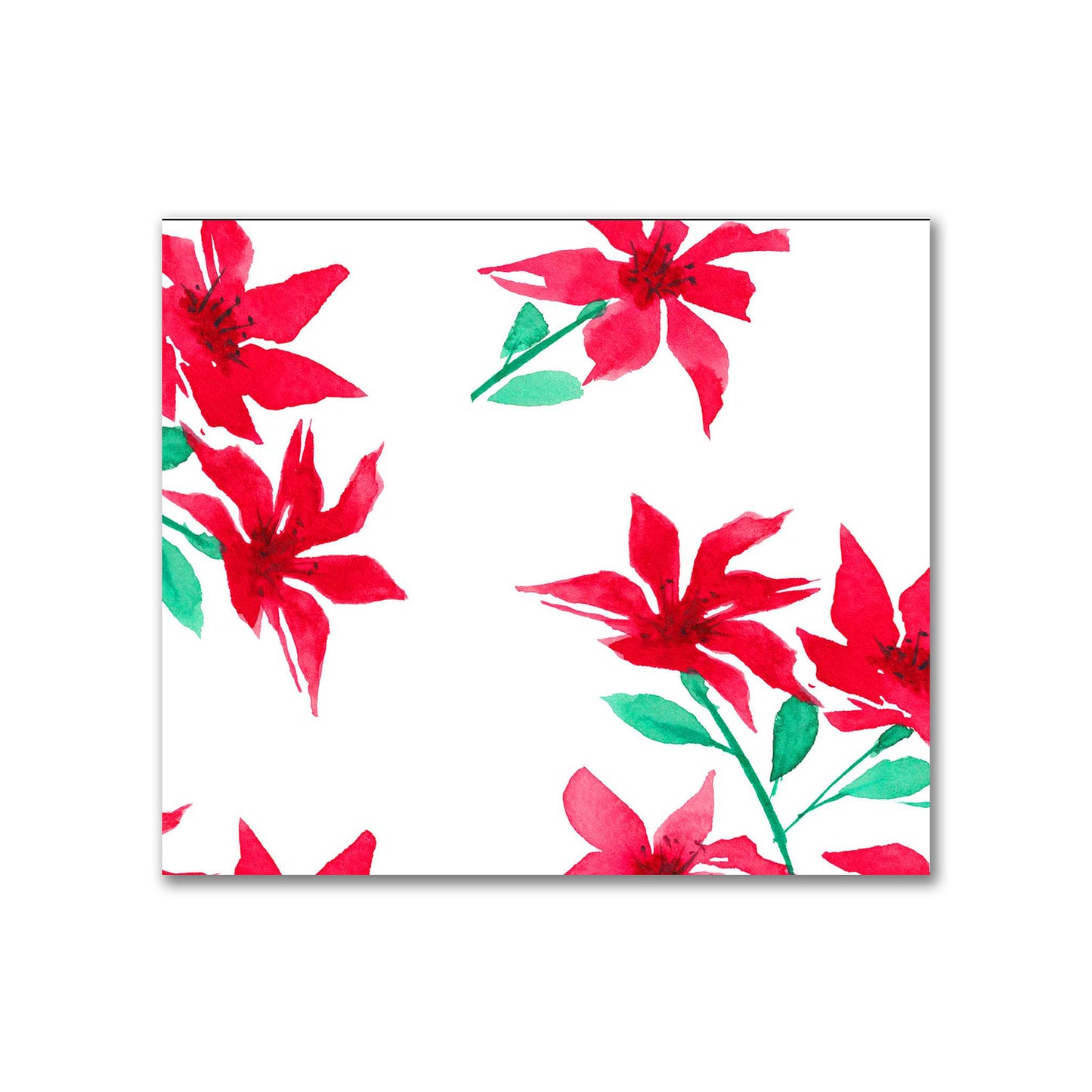 Cotton Sateen Fabric with Hand-painted Red Watercolor Floral Print, FACS-1334