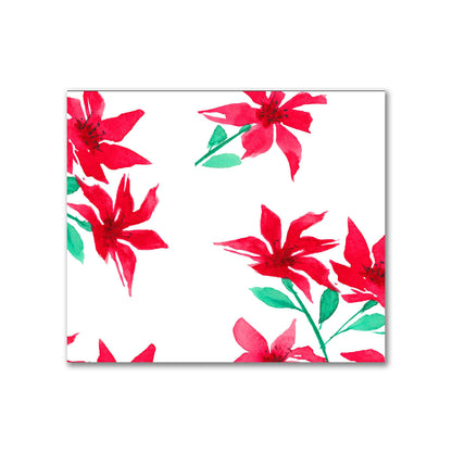 Cotton Sateen Fabric with Hand-painted Red Watercolor Floral Print, FACS-1334