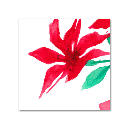 Cotton Sateen Fabric with Hand-painted Red Watercolor Floral Print, FACS-1334