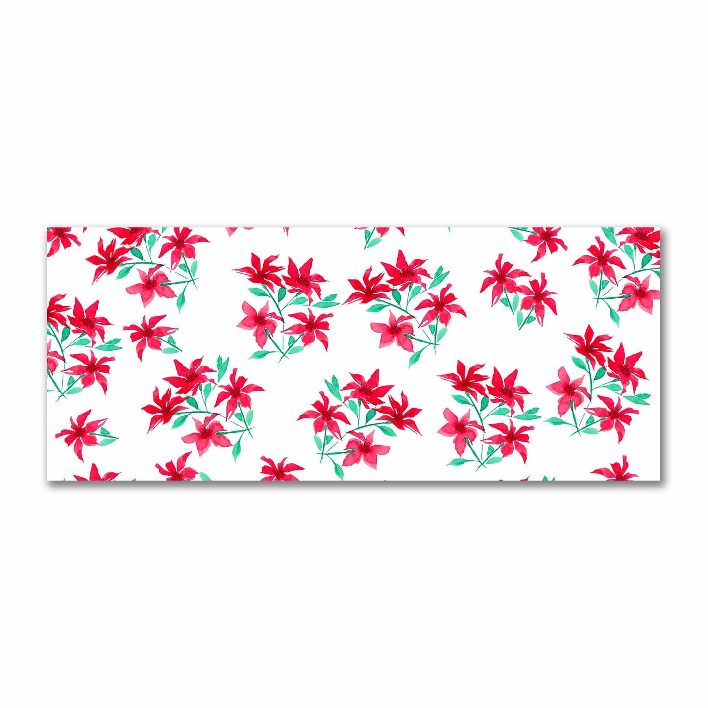 Cotton Sateen Fabric with Hand-painted Red Watercolor Floral Print, FACS-1334