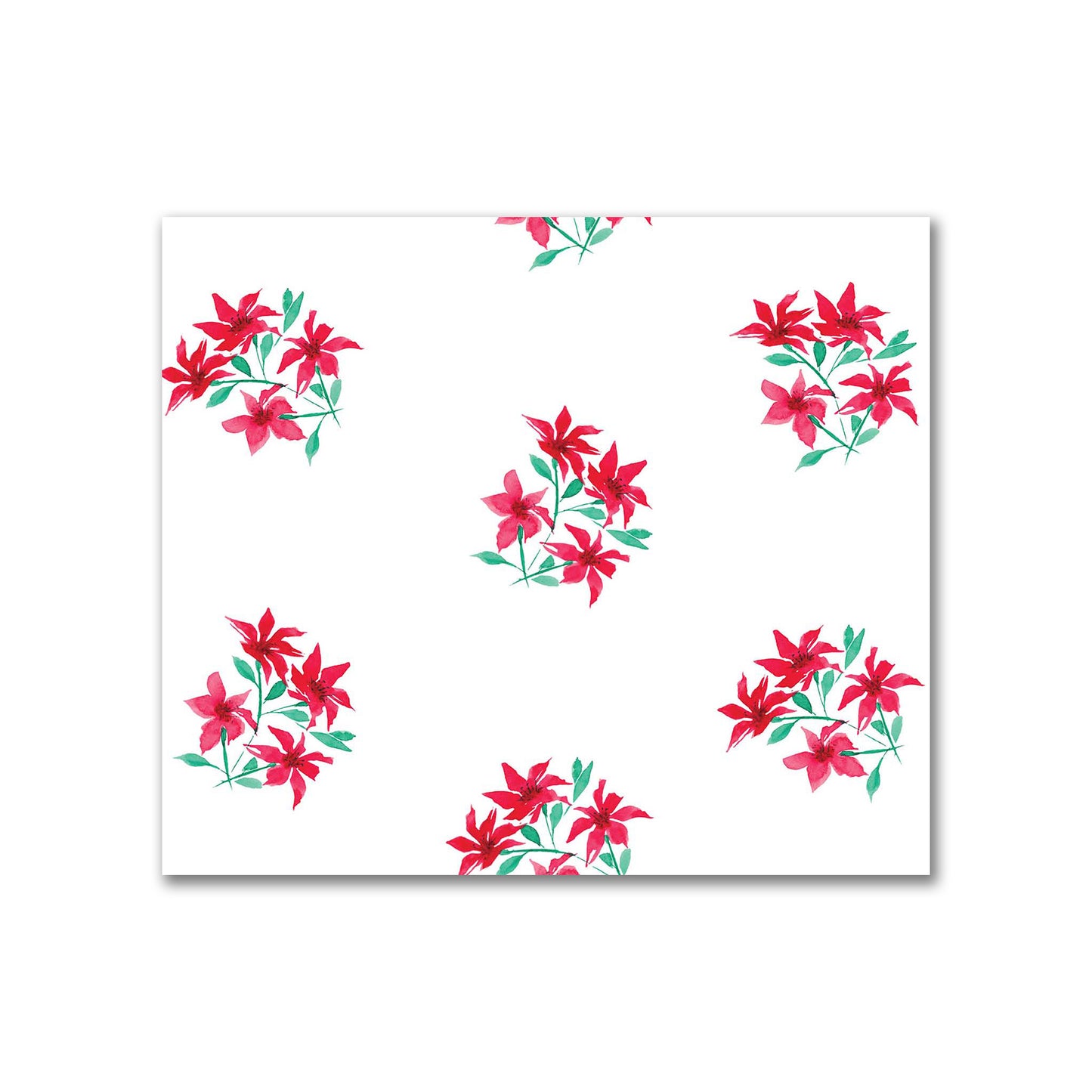 Cotton Sateen Fabric with Hand-painted Red Watercolor Floral Pattern Print, FACS-1335