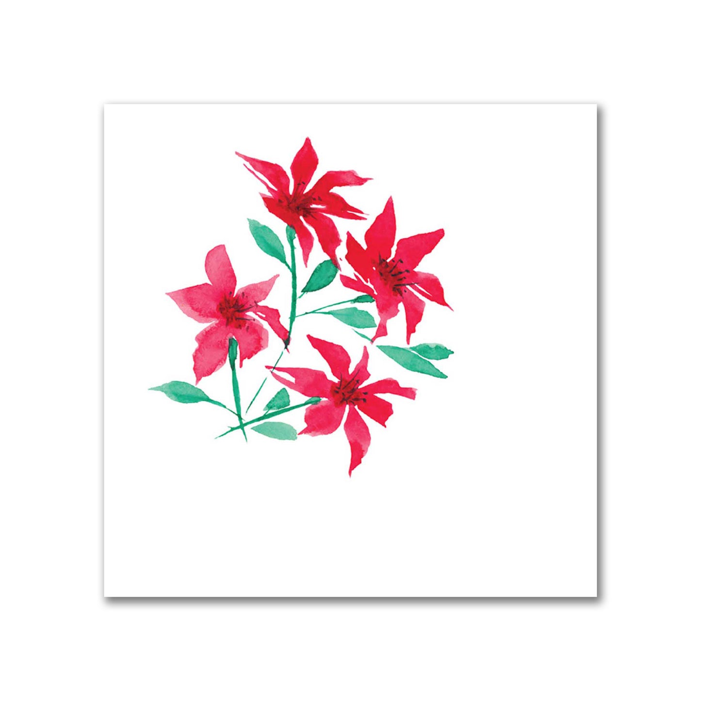 Cotton Sateen Fabric with Hand-painted Red Watercolor Floral Pattern Print, FACS-1335