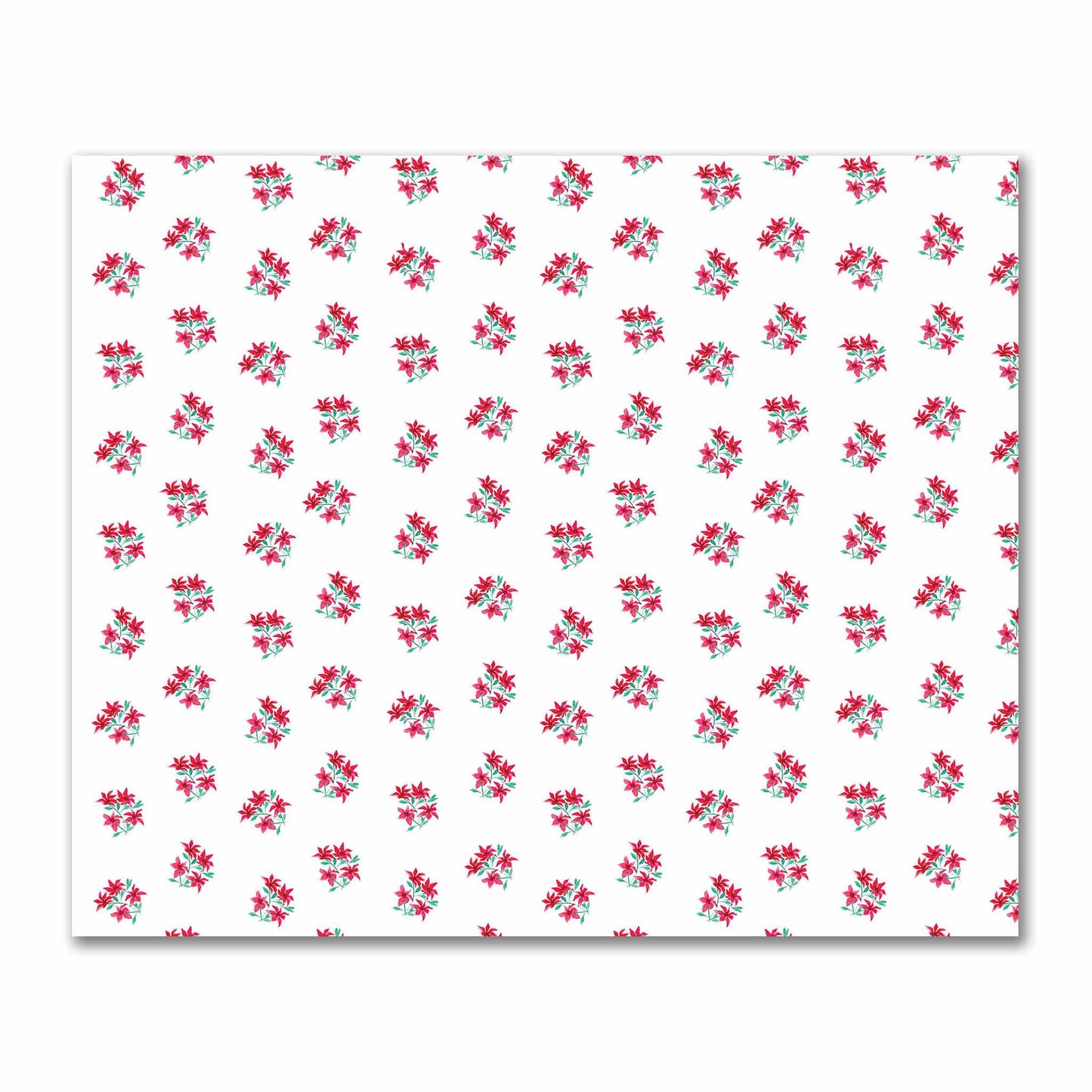 Cotton Sateen Fabric with Hand-painted Red Watercolor Floral Pattern Print, FACS-1335