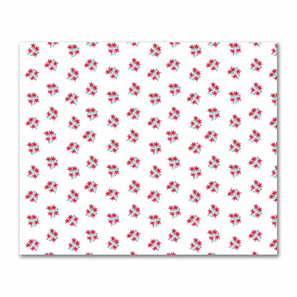 Cotton Sateen Fabric with Hand-painted Red Watercolor Floral Pattern Print, FACS-1335