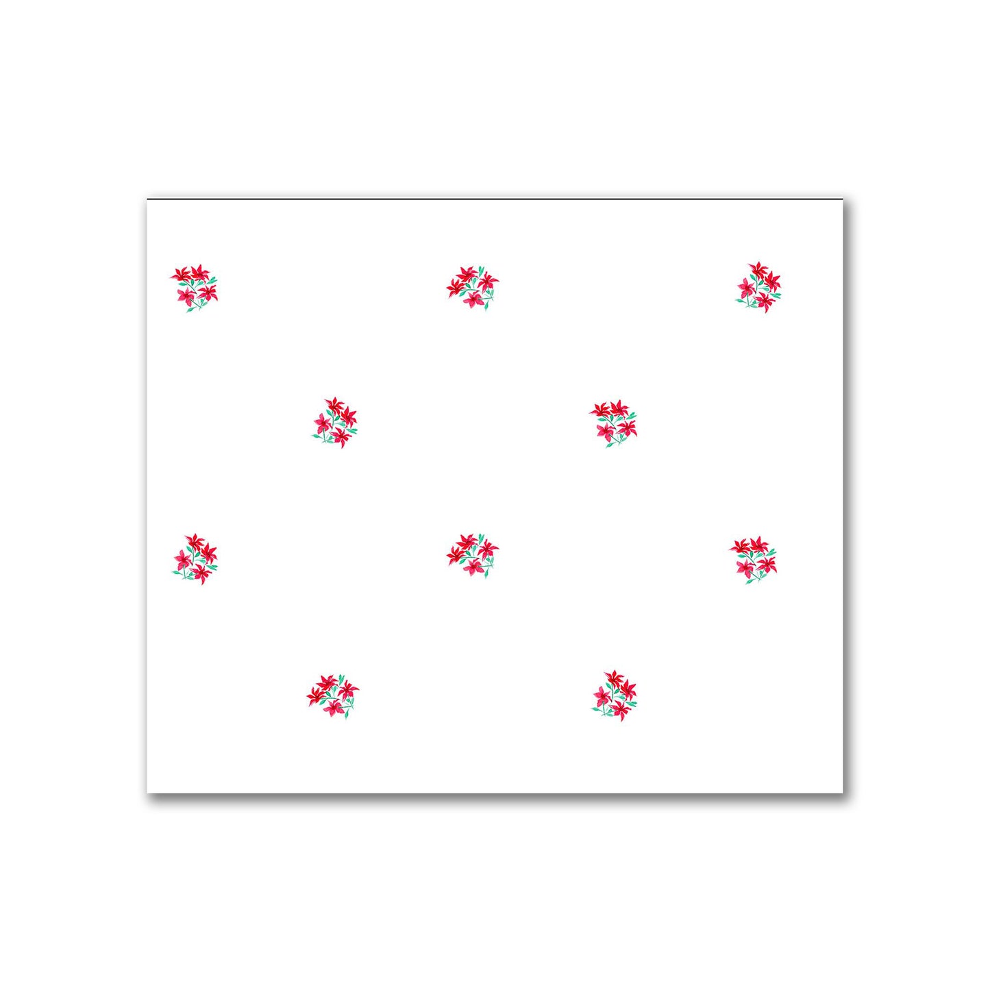 Cotton Sateen Fabric with Hand-painted Small Red Watercolor Floral Pattern Print, FACS-1336