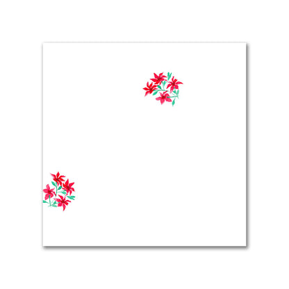 Cotton Sateen Fabric with Hand-painted Small Red Watercolor Floral Pattern Print, FACS-1336
