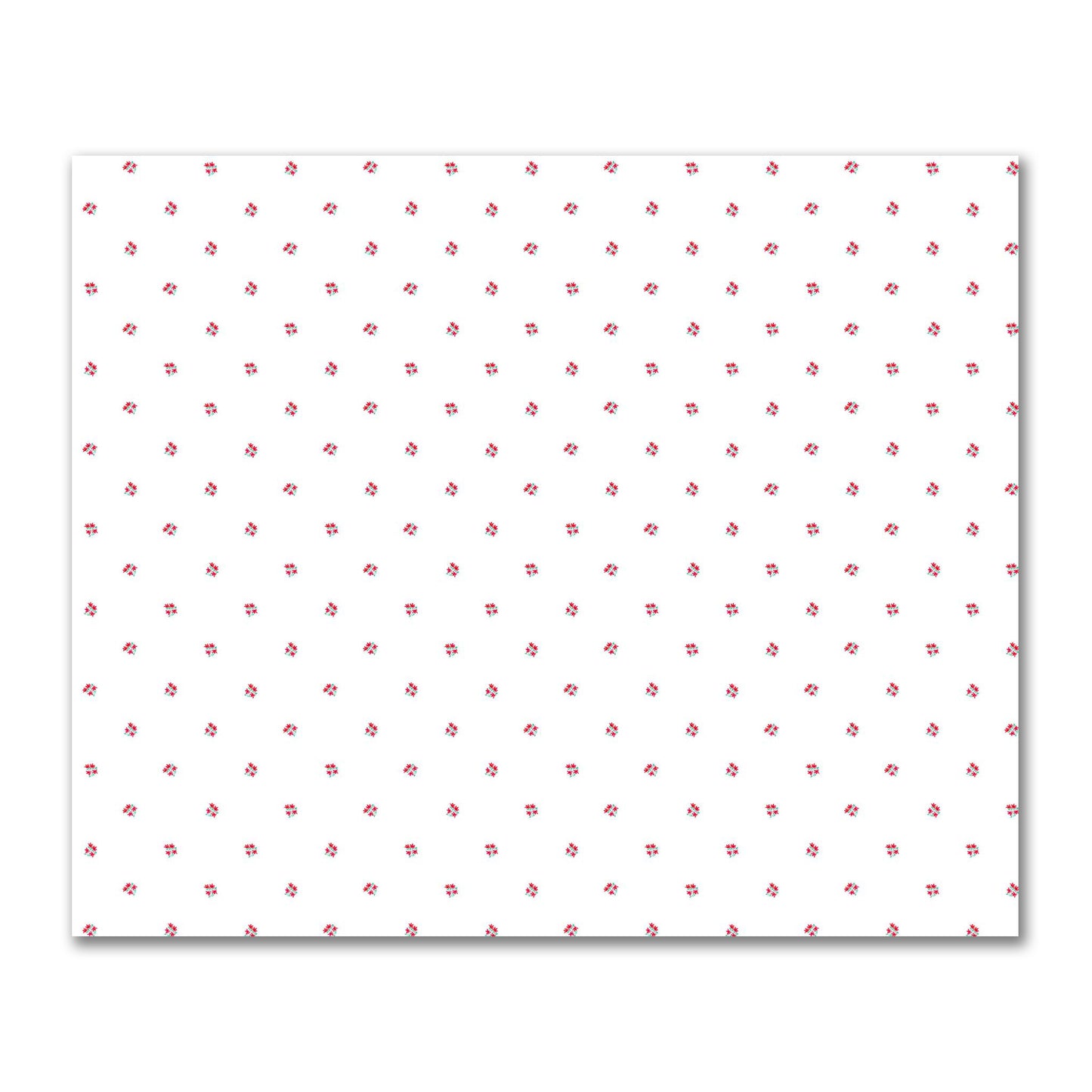 Cotton Sateen Fabric with Hand-painted Small Red Watercolor Floral Pattern Print, FACS-1336