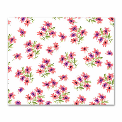 Cotton Sateen Fabric with Hand-painted Pink Watercolor Floral Print, FACS-1344