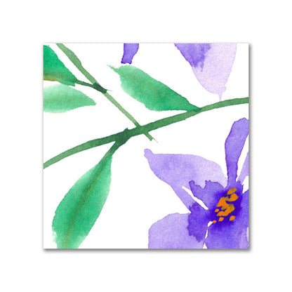 Cotton Sateen Fabric with Hand-painted Purple Watercolor Floral Print, FACS-1354