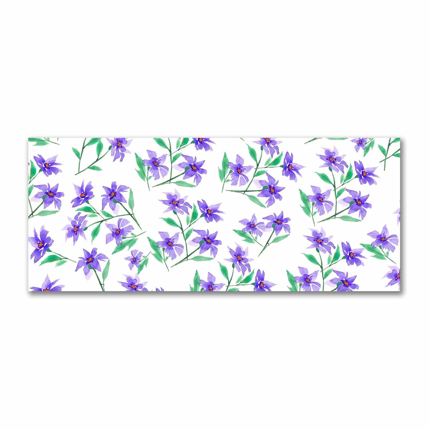 Cotton Sateen Fabric with Hand-painted Purple Watercolor Floral Print, FACS-1354
