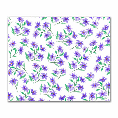 Cotton Sateen Fabric with Hand-painted Purple Watercolor Floral Print, FACS-1354