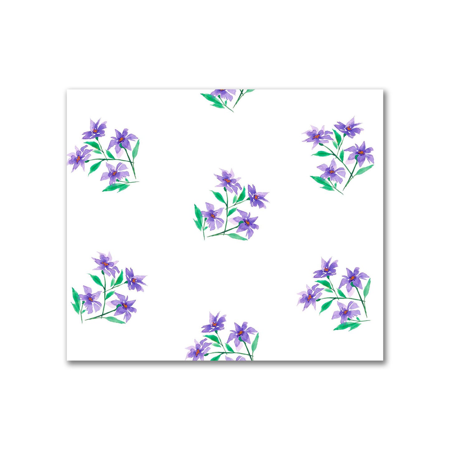 Cotton Sateen Fabric with Hand-painted Purple Watercolor Floral Pattern Print, FACS-1355