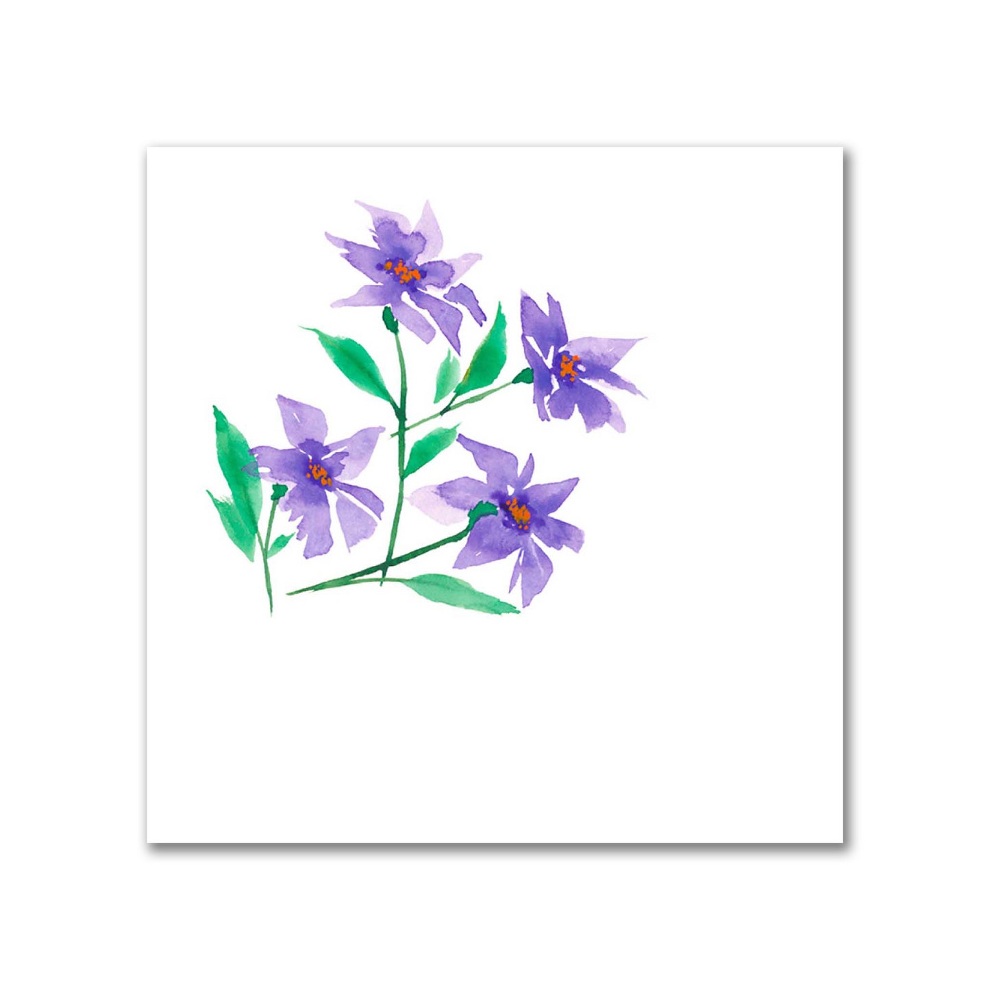 Cotton Sateen Fabric with Hand-painted Purple Watercolor Floral Pattern Print, FACS-1355