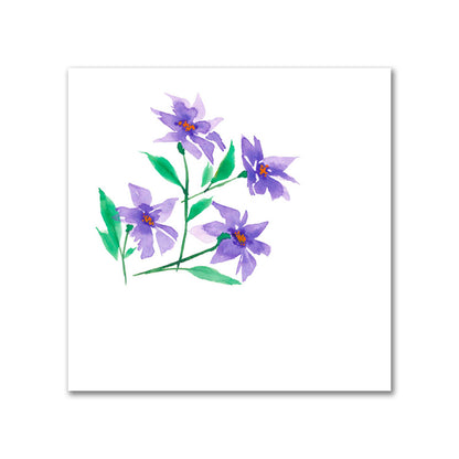 Cotton Sateen Fabric with Hand-painted Purple Watercolor Floral Pattern Print, FACS-1355
