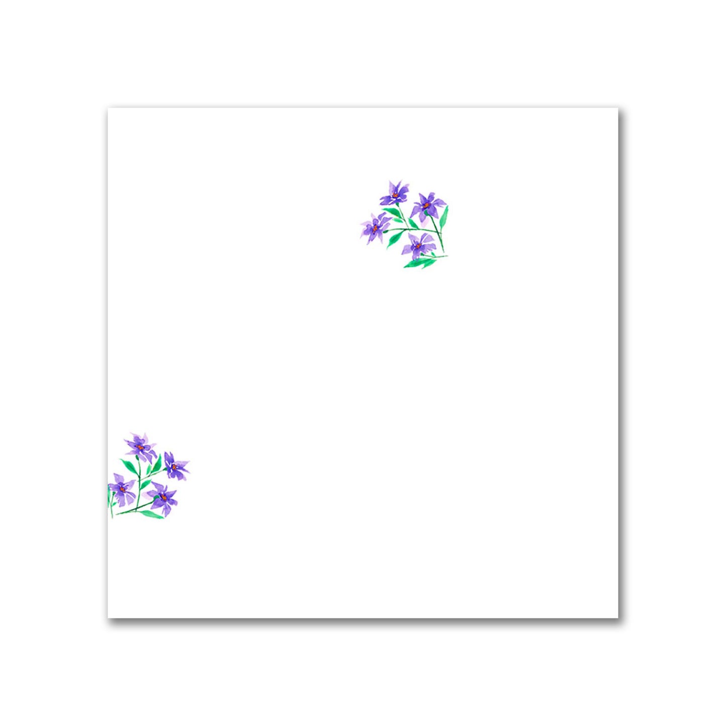 Cotton Sateen Fabric with Hand-painted Small Purple Watercolor Floral Pattern Print, FACS-1356