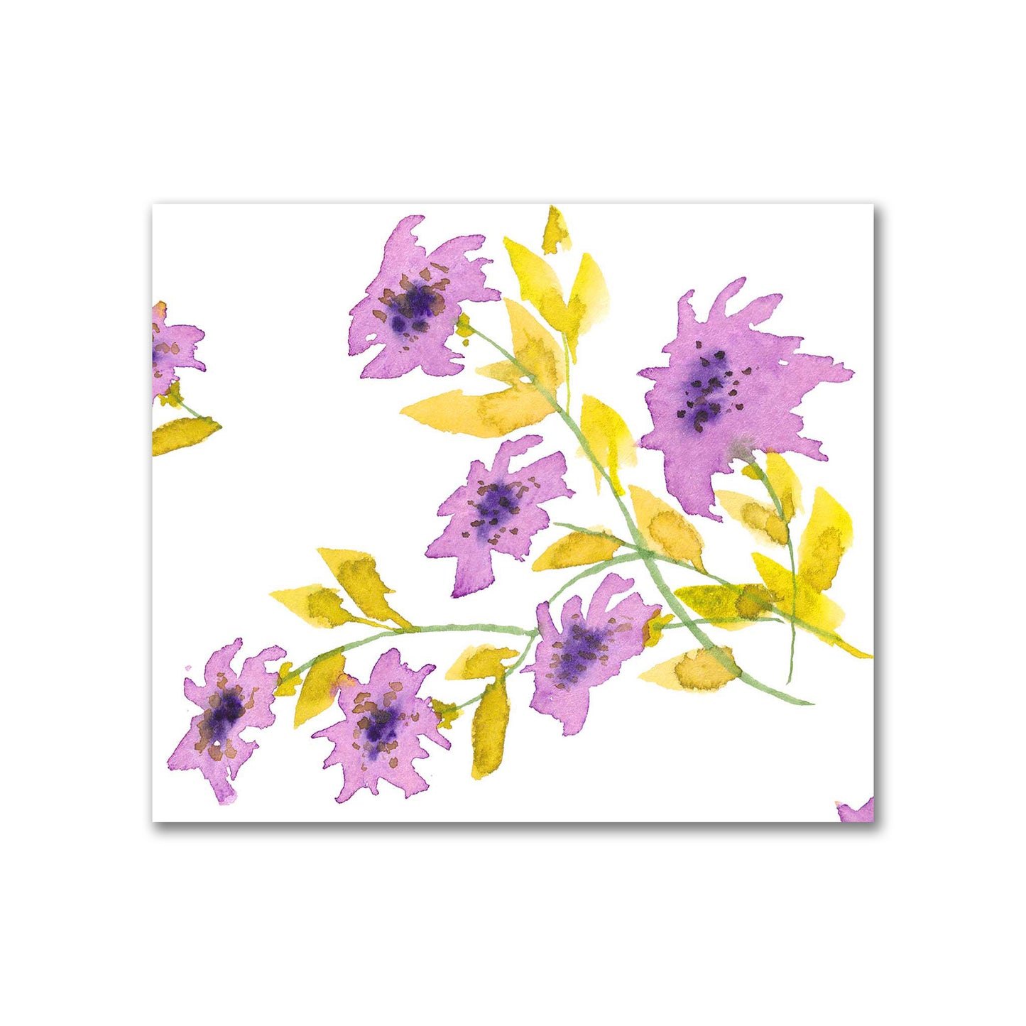 Cotton Sateen Fabric with Hand-painted Mauve Watercolor Floral Print, FACS-1364