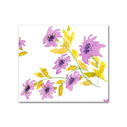 Cotton Sateen Fabric with Hand-painted Mauve Watercolor Floral Print, FACS-1364