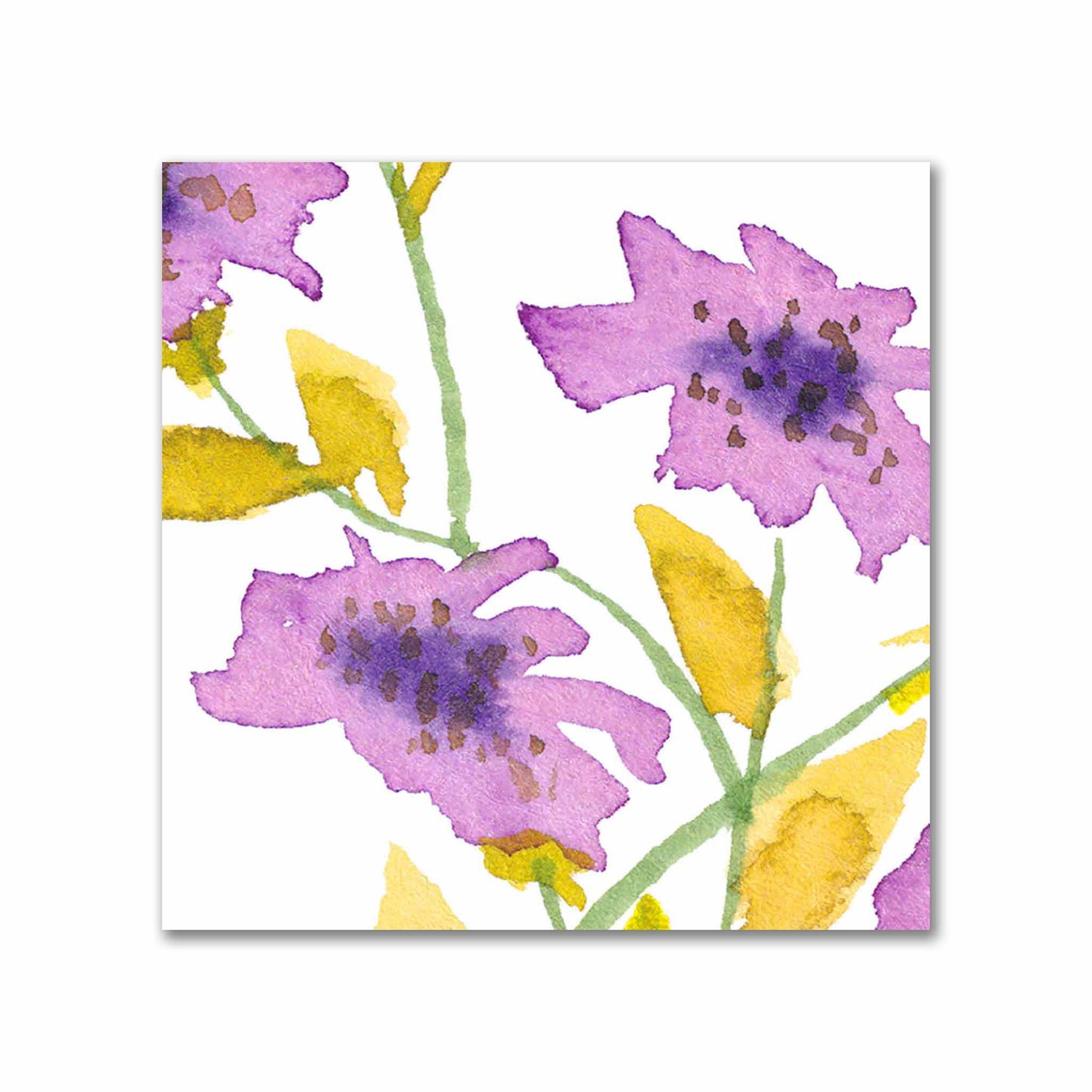Cotton Sateen Fabric with Hand-painted Mauve Watercolor Floral Print, FACS-1364