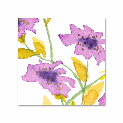 Cotton Sateen Fabric with Hand-painted Mauve Watercolor Floral Print, FACS-1364