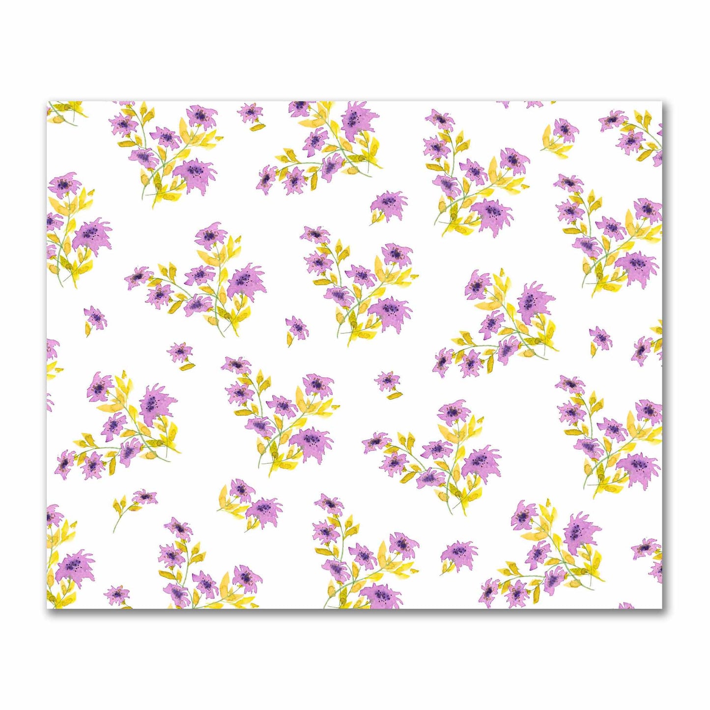 Cotton Sateen Fabric with Hand-painted Mauve Watercolor Floral Print, FACS-1364