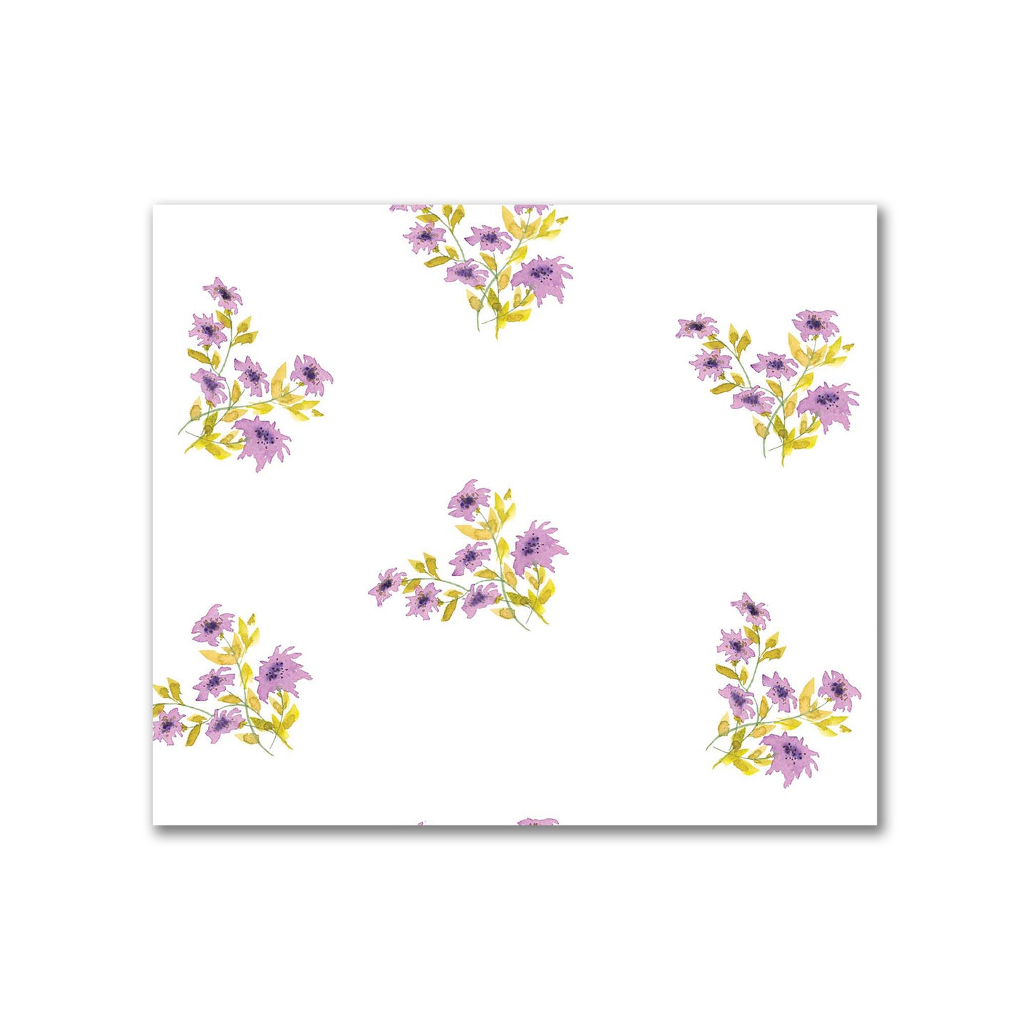 Cotton Sateen Fabric with Hand-painted Mauve Watercolor Floral Pattern Print, FACS-1365