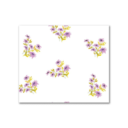 Cotton Sateen Fabric with Hand-painted Mauve Watercolor Floral Pattern Print, FACS-1365