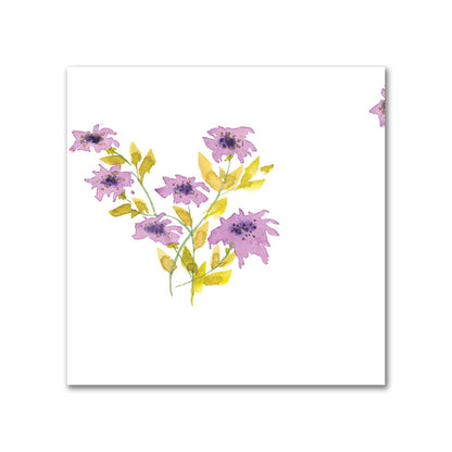 Cotton Sateen Fabric with Hand-painted Mauve Watercolor Floral Pattern Print, FACS-1365