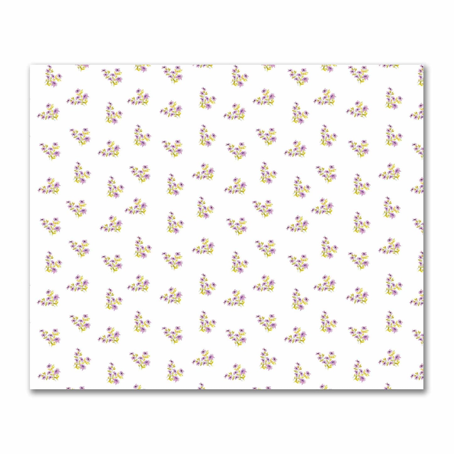 Cotton Sateen Fabric with Hand-painted Mauve Watercolor Floral Pattern Print, FACS-1365