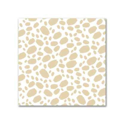 Off-White Cotton Sateen Fabric with Tan Hand-painted Dab Motif Print | FACS-1371-092
