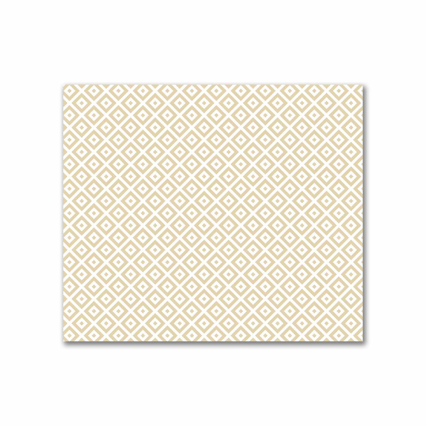 Off-White Cotton Sateen Fabric with Tan Repeating Square Motif Print | FACS-1371-122