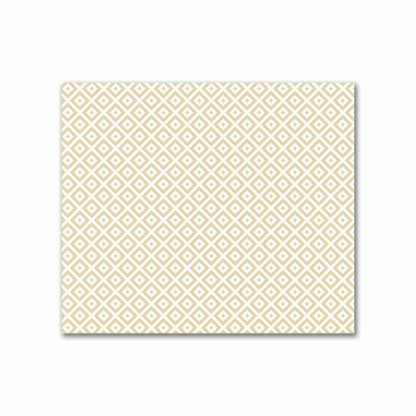 Off-White Cotton Sateen Fabric with Tan Repeating Square Motif Print | FACS-1371-122