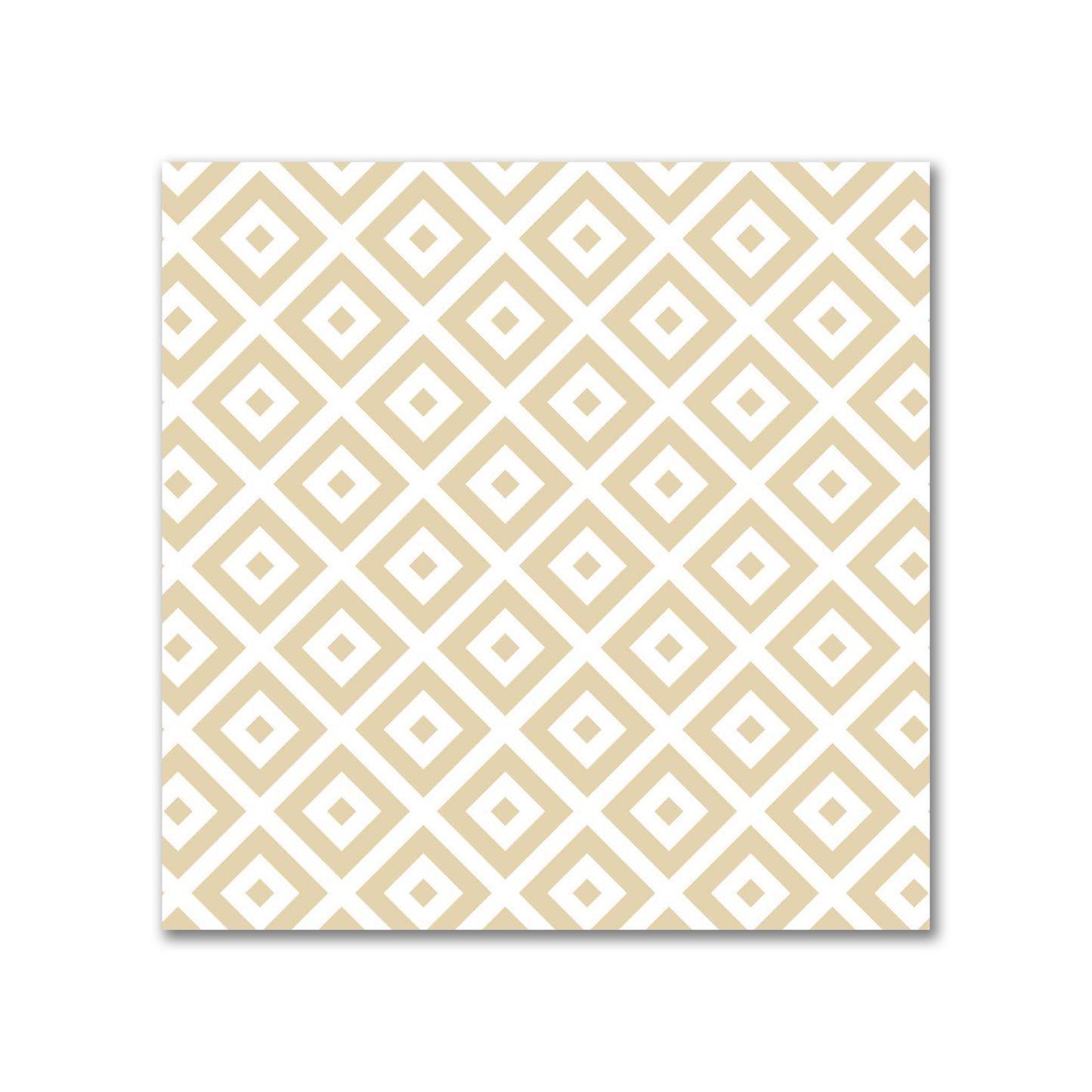 Off-White Cotton Sateen Fabric with Tan Repeating Square Motif Print | FACS-1371-122