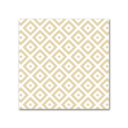 Off-White Cotton Sateen Fabric with Tan Repeating Square Motif Print | FACS-1371-122