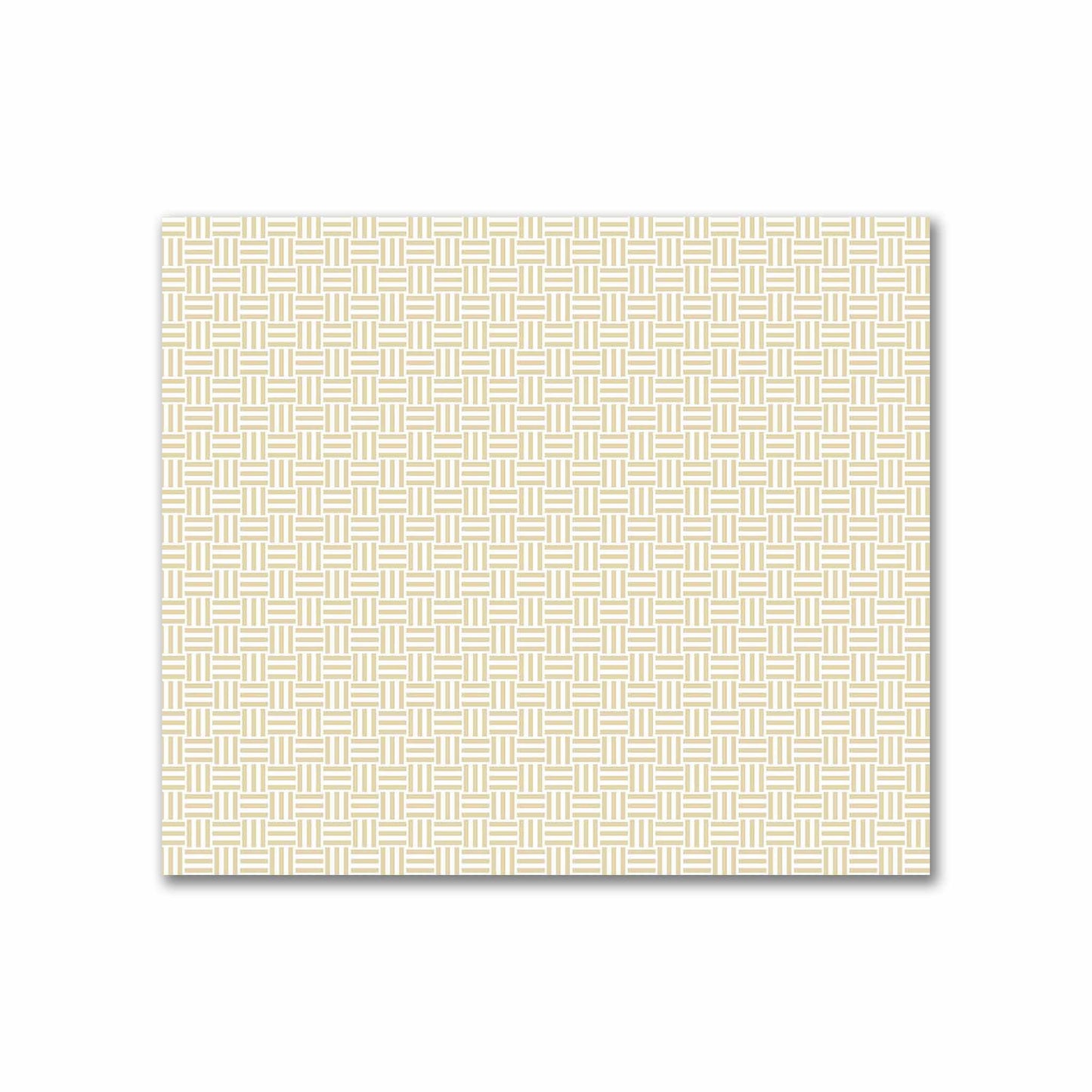 Off-White Cotton Sateen Fabric with Tan Double Weave Motif Print | FACS-1371-144