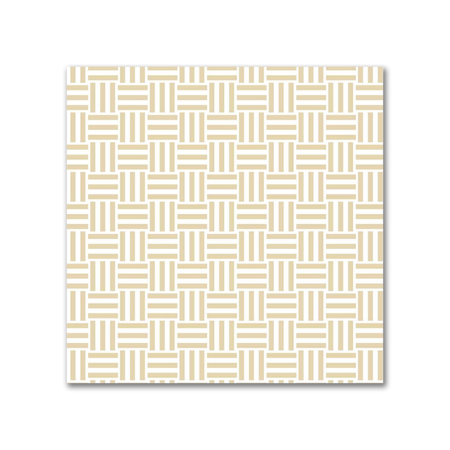 Off-White Cotton Sateen Fabric with Tan Double Weave Motif Print | FACS-1371-144