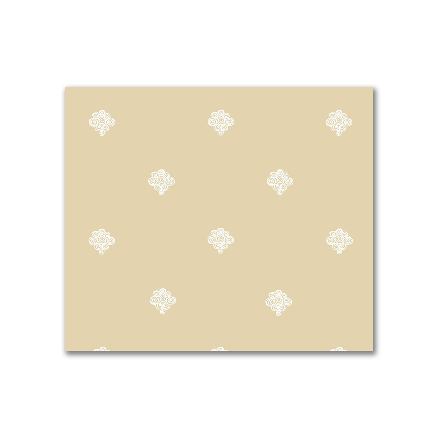 Tan Cotton Sateen Fabric with Off-White Hand-painted Swizzle Motif Print | FACS-1371-172