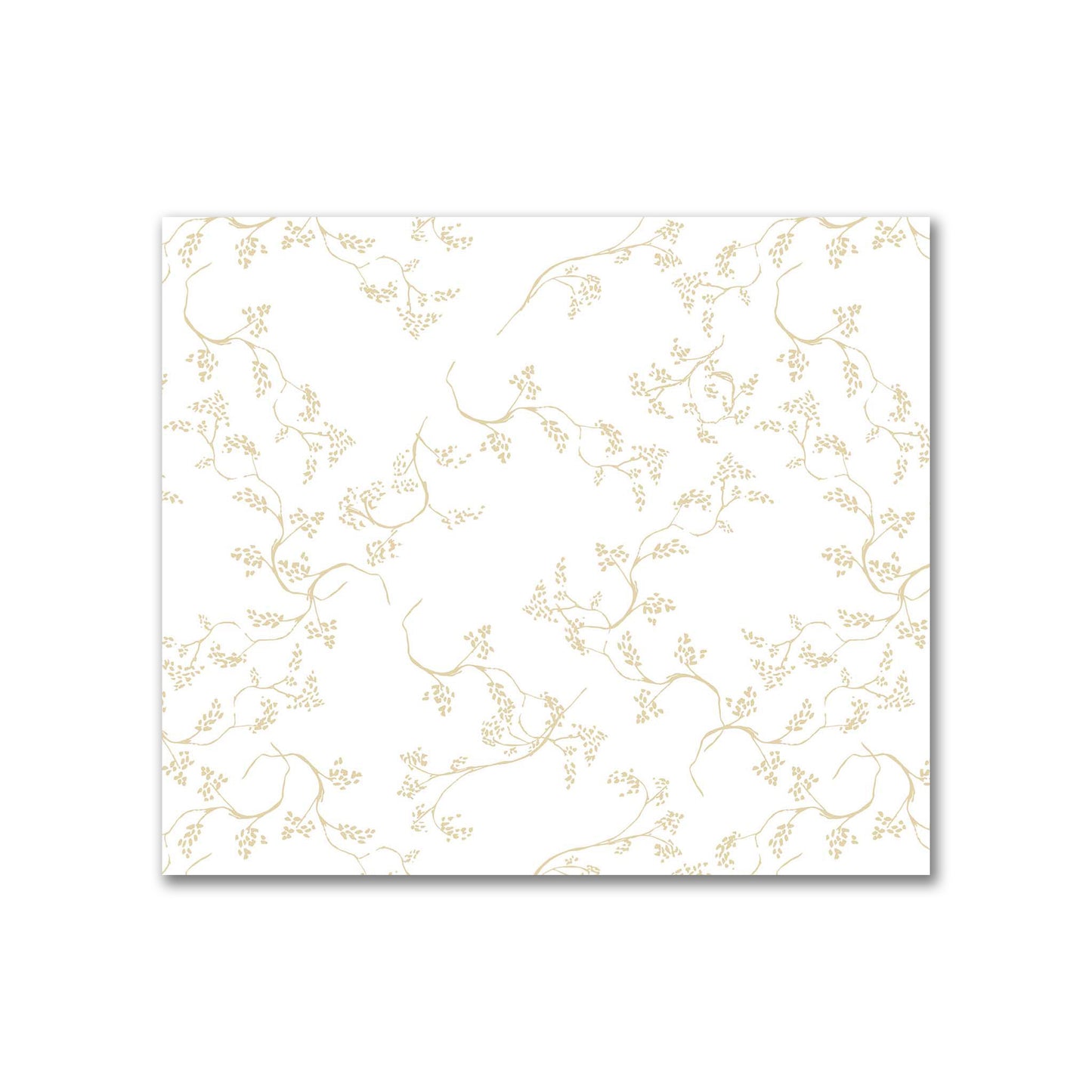 Off-White Cotton Sateen Fabric with Tan Hand-painted Vine Print | FACS-1371-181