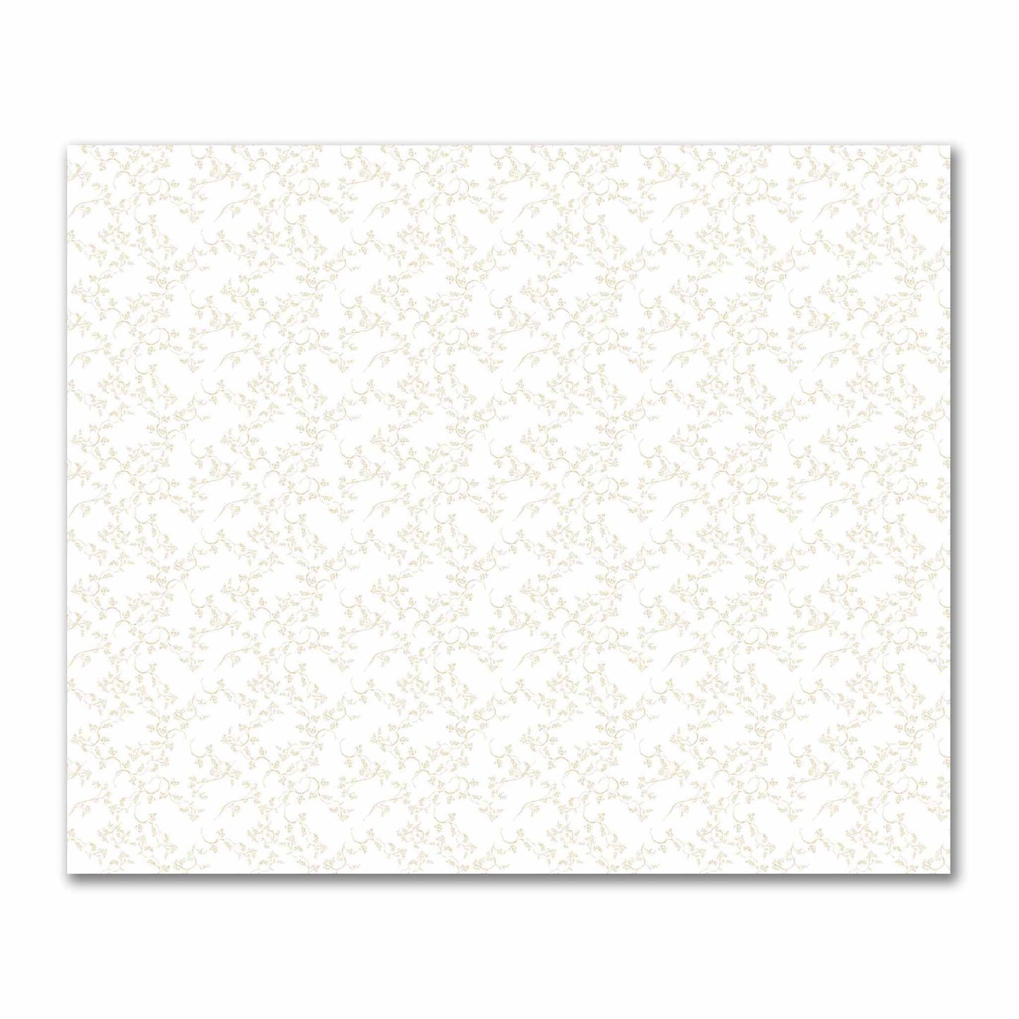 Off-White Cotton Sateen Fabric with Tan Hand-painted Vine Print | FACS-1371-181