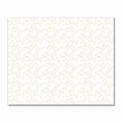 Off-White Cotton Sateen Fabric with Tan Hand-painted Vine Print | FACS-1371-181