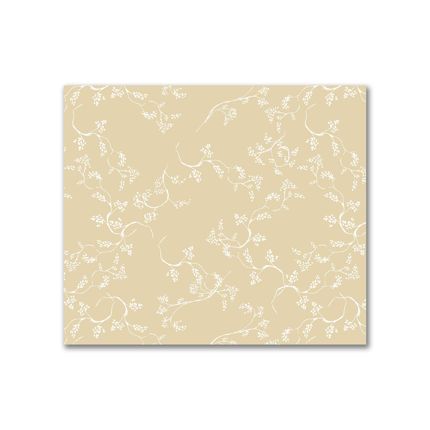 Tan Cotton Sateen Fabric with Off-White Vine Print  | FACS-1371-182