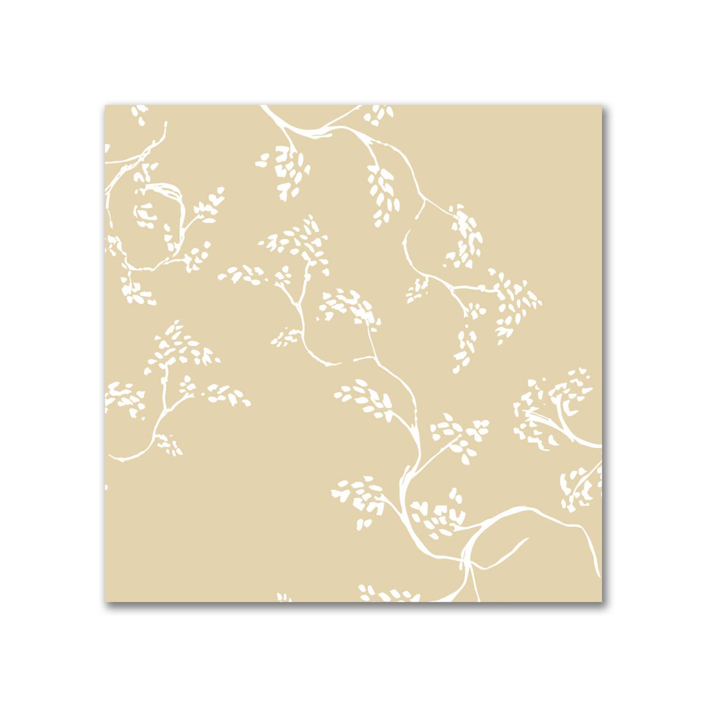 Tan Cotton Sateen Fabric with Off-White Vine Print  | FACS-1371-182