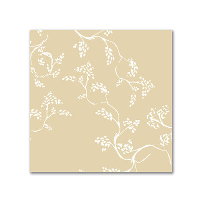 Tan Cotton Sateen Fabric with Off-White Vine Print  | FACS-1371-182
