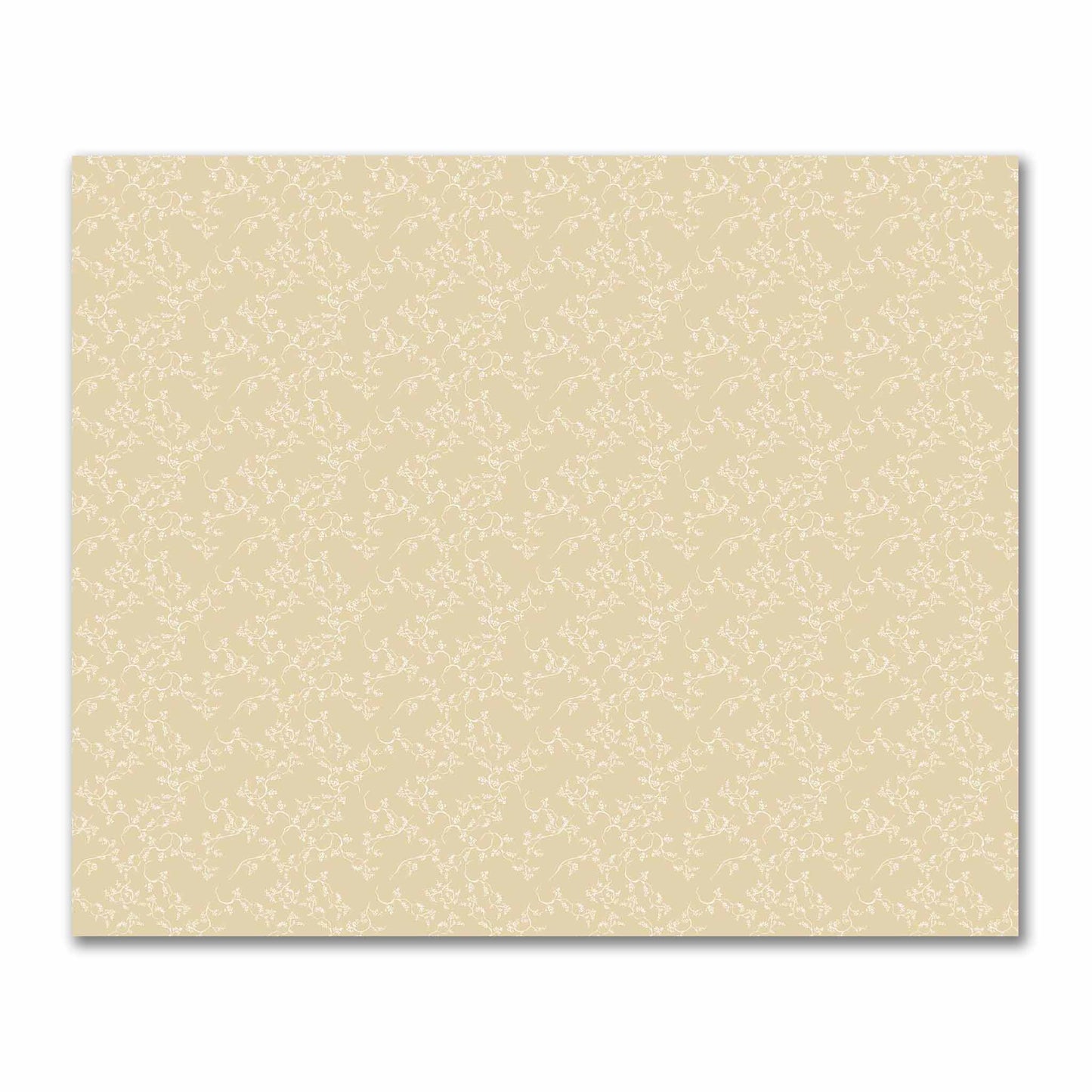 Tan Cotton Sateen Fabric with Off-White Vine Print  | FACS-1371-182
