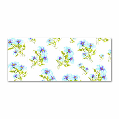 Cotton Sateen Fabric with Hand-painted Blue Watercolor Floral Print, FACS-1374