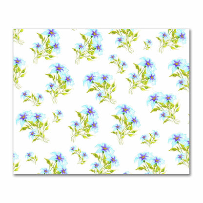 Cotton Sateen Fabric with Hand-painted Blue Watercolor Floral Print, FACS-1374