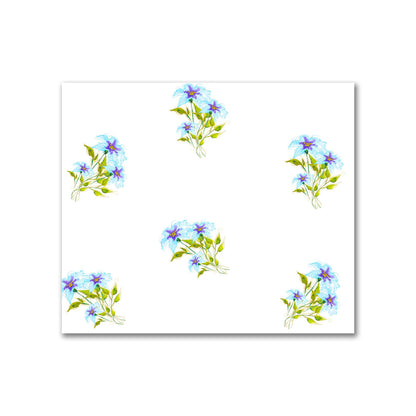 Cotton Sateen Fabric with Hand-painted Blue Watercolor Floral Pattern Print, FACS-1375