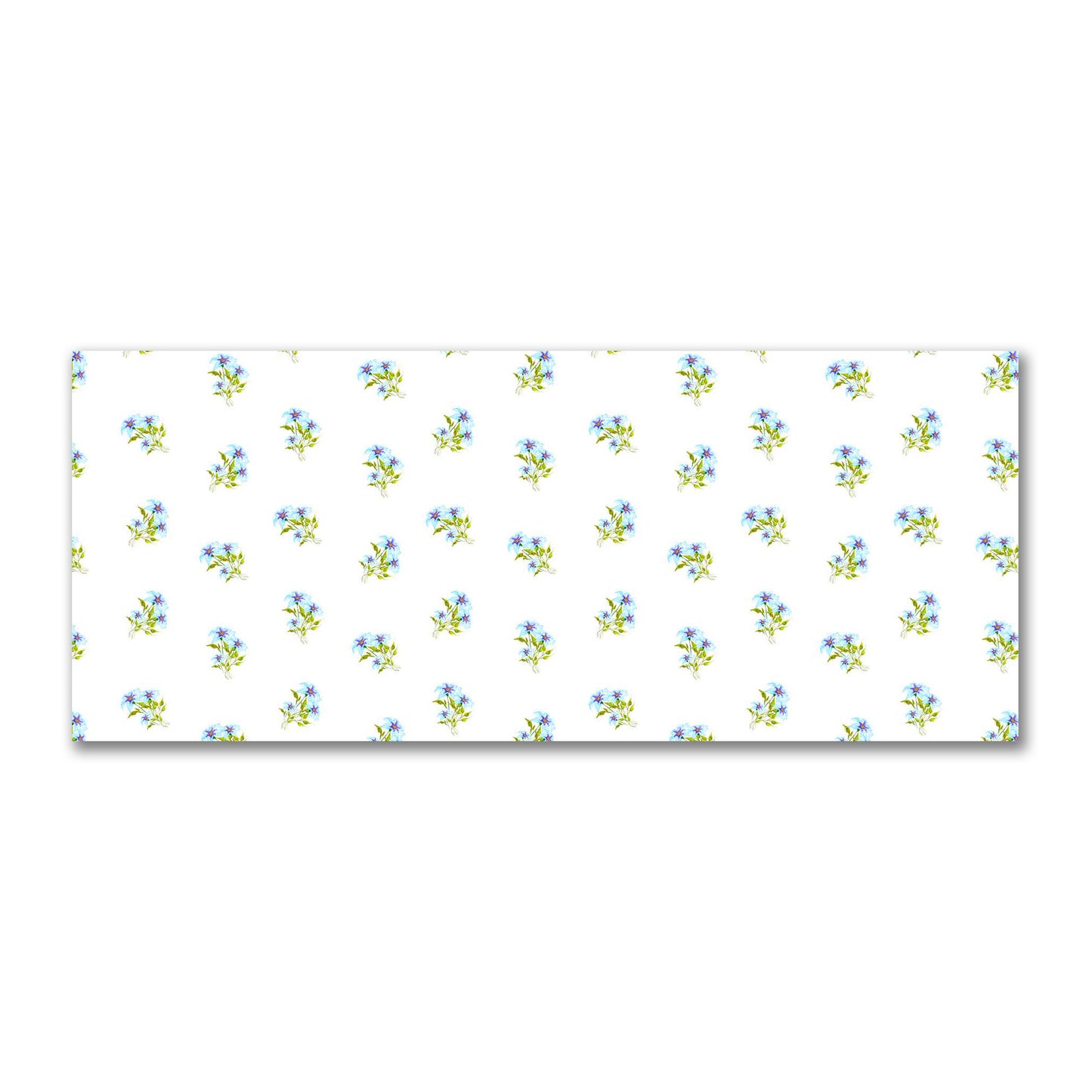 Cotton Sateen Fabric with Hand-painted Blue Watercolor Floral Pattern Print, FACS-1375