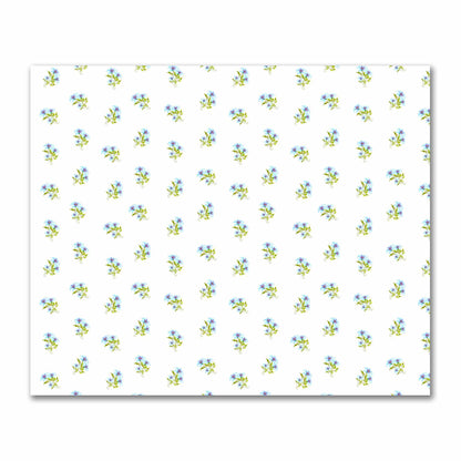 Cotton Sateen Fabric with Hand-painted Blue Watercolor Floral Pattern Print, FACS-1375