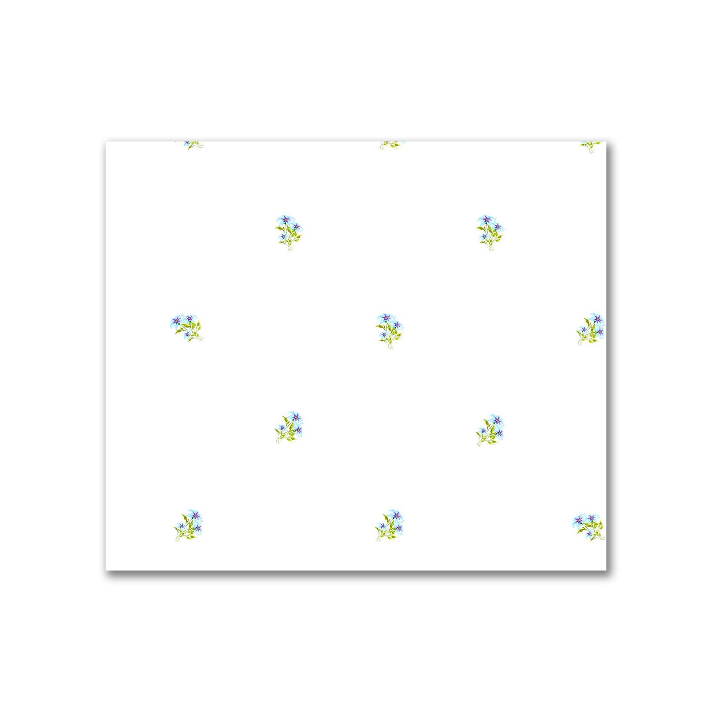 Cotton Sateen Fabric with Hand-painted Small Blue Watercolor Floral Pattern Print, FACS-1376