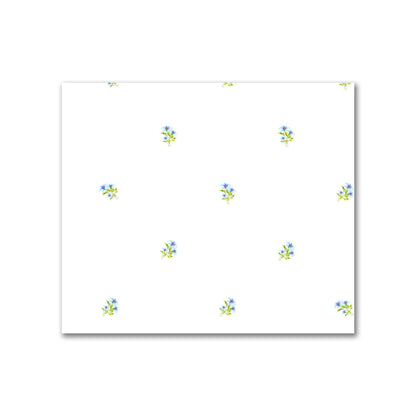 Cotton Sateen Fabric with Hand-painted Small Blue Watercolor Floral Pattern Print, FACS-1376